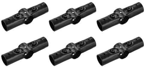 sourcing map 6 Sets Pipe Clamp Connector, 128 x 31mm End Rail Clamps Chain Link Fence Clamp Fit 1.1 (28mm) OD Pipe with Screw and Nuts, Black