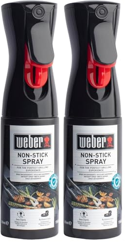 Weber Non-Stick Spray 200ml, Antifhaftspray für Grillrost, Nebelspray mit großem Sprühbereich, 100% auf natürlichen Inhaltsstoffen, zum Einfetten des Grillrostes (17685) (Packung mit 2)