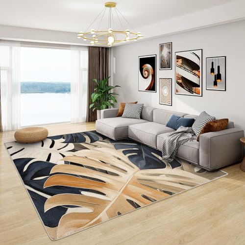 Tappeto con foglie di Monstera, decorazione tropicale hawaiana, lavabile, antiscivolo, morbido, per soggiorno e camera da letto, grande, 160 x 230 cm, elegante motivo decorativo per la casa