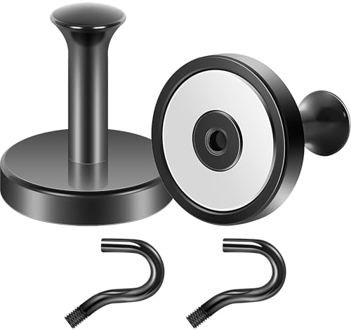 Neosmuk Magnetischer Kleiderhaken,77kg starke, Extra Schwere Magnet-Haken, Magnetischer Kranzaufhänger/-Halter für Metalldtüren, Handtasche, Handtuch, Strumpf, Kreuzfahrtkajüte, Schwarz, 2er-Pack