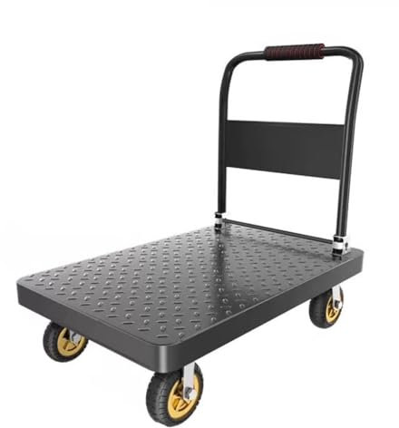 Carrello a mano con piattaforma pieghevole con ruote e manico pieghevole, resistente, per spostare bagagli, pacchi e attrezzi in garage o magazzino