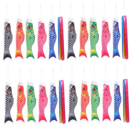 UPKOCH 4sets Japanese Carp Windsock Koinobori Garden Streamer for Outdoor Decoration Lightweight for Festivals and Camping 6pcs*4