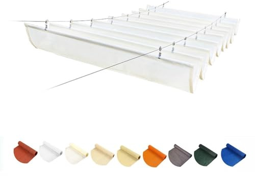XPLKQXE Voile D'ombrage Ondulée Rétractable U sur Mesure, Pare-Soleil Ondulé Coulissant Terrasse, Toile D'ombrage pour Pergola Résistante UV Gavroche Terrasse