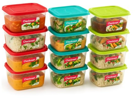 Checkmart [12 Pack 0.9L Food Storage Containers with Lids – Leak-Proof, Airtight, Microwave & Freezer Safe – Meal Prep Containers, Reusable, Dishwasher Safe, 3 Lid Colours