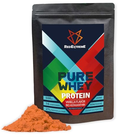 RedExtreme Pur Whey Vanille – 100% natürliches Molkeprotein mit Bio Astaxanthin - Red Extreme