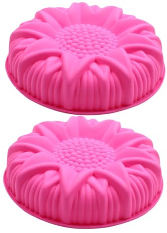 AUTSUPPL 2 pièces Moule à Gâteau Silicone Forme Tournesol Résistant Chaleur Antiadhésif pour Pâtisserie Maison et DIY