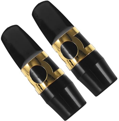 Healifty 2 piezas Boquilla para Saxofón de Plástico Negro con Abrazadera Dorada Accesorio Musical Duradero y Elegante Kit para Músicos Profesionales y Principiantes