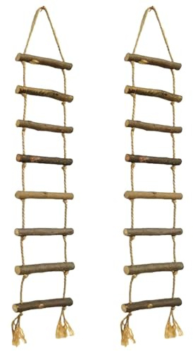 JOYOLA 2 Stück Strickleiter aus Holz Seil (70x10cm) Mini Seilleiter, Weihnachten Deko, DIY Miniatur Zubehör