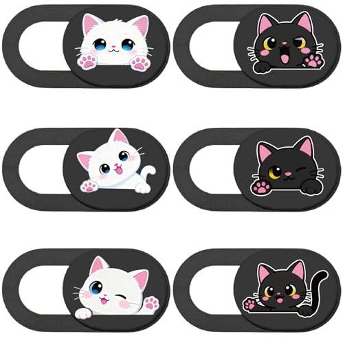 PRESSINART 6 Pcs 6 Styles Cache Webcam Chat Mignon Vie Privee Telephone Ultra Mince Protection Webcam pour Ordinateur Portable Bureau Tablette Notebook Mini PC Accessoires Maison Bureau
