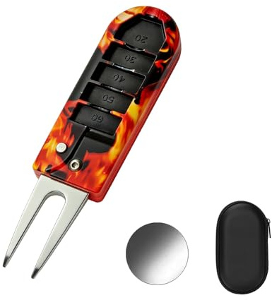 WYCHLIGHT Golf-Pitchgabel-Reparaturwerkzeug mit Pop-Up-Knopf und magnetischem Ballmarker, leicht, tragbar, Mini-Pitchmark-Reparatur