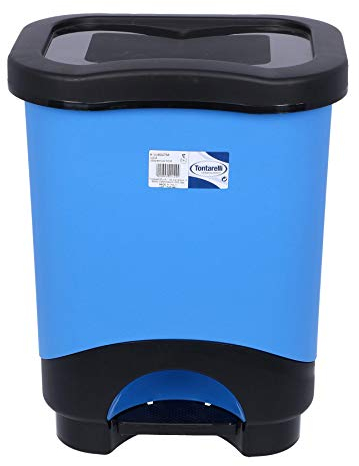 Tontarelli - Pattumiera a Pedale, 25 l, Colore: Nero/Blu