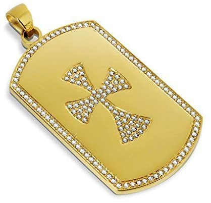 Tapsi´s Coolbodyart® Ketten Anhänger Edelstahl Zirkonia Gold Keltisches Kreuz