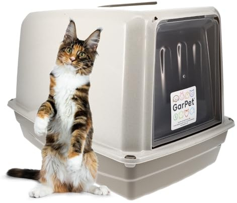 Katzenklo mit Deckel Katzentoilette XXL große Katzenklo Haubentoilette grau inkl. Aktivkohlefilter Katzen Klo geschlossen