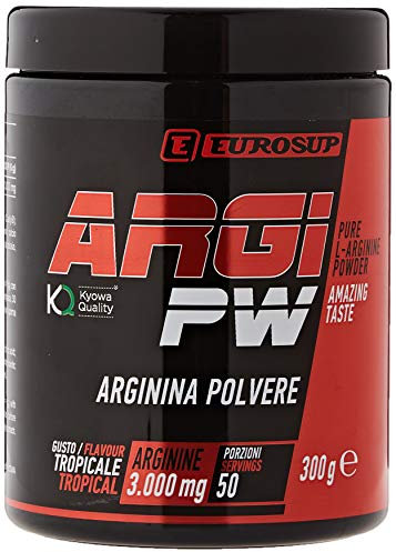 EUROSUP ARGI PW - 300 g - Gusto Tropicale - 100% arginina di origine vegetale da fermentazione - Qualità KYOWA QUALITY® - Massima purezza - Vegan