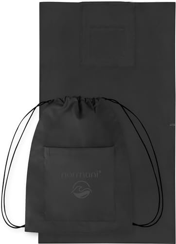 normani Cleveres Strandhandtuch mit Rucksackfunktion - Großes Badehandtuch aus Baumwolle - Handtuch zum Rucksack verwandeln (90x170 cm) Farbe Schwarz