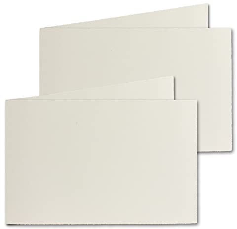NEUSER PAPIER 25x B6 Vintage Faltkarten, Büttenpapier, 113 x 175 mm - quer-doppelt, Natur-Weiß 240 g/m² - Vellum Oberfläche - Karten aus Büttenpapier