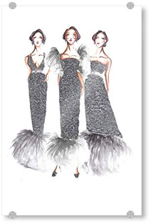 artboxONE Acrylglasbild 30x20 cm Fashion Silver Dresses Bild hinter Acrylglas - Bild Mode Glitzer Glitzer