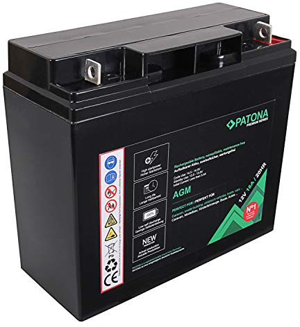 PATONA Premium AGM Batteria al Piombo 12V 18Ah | oltre 1800 Cicli di carica | a Prova di perdite, senza Manutenzione, a bassa Autoscarica | Design a Prova di Vibrazioni | 180x77x163mm 4,85kg
