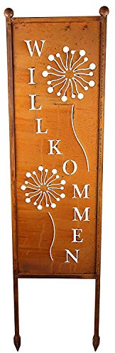 Bornhöft Schild/Spruchtafel Gartenschild Edelrost Rost zum Einstecken rostige Gartendeko (Willkommen)