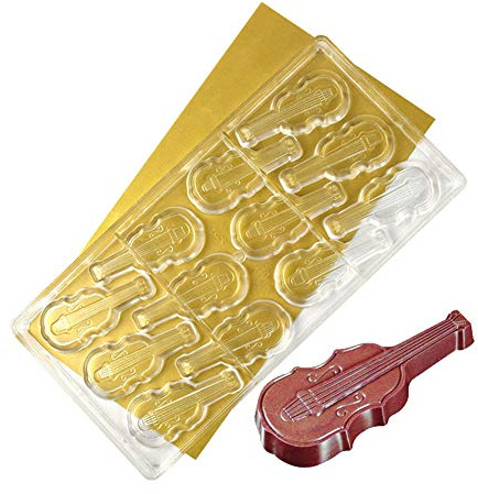 DUBENS Mold Chocolat Policarbonato Plástico Violín Relleno Chocolate Caramelos Forma Forma Forma Hornear Pasteles Moldes Moldes de Baño Mold Mold Chocolat Violín Rellenado Chocol