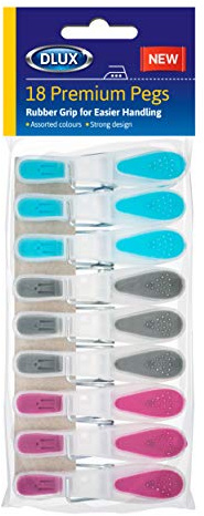 HOMESHOPA Soft Grip Clothes Pegs, 18 Pack Washing Line Multi-Coloured Strong Non Slip Rubber for Easier Handling Windproof Laundry Clips in Assorted Coloured, Clothing Clamps for Towels Socks Cloths