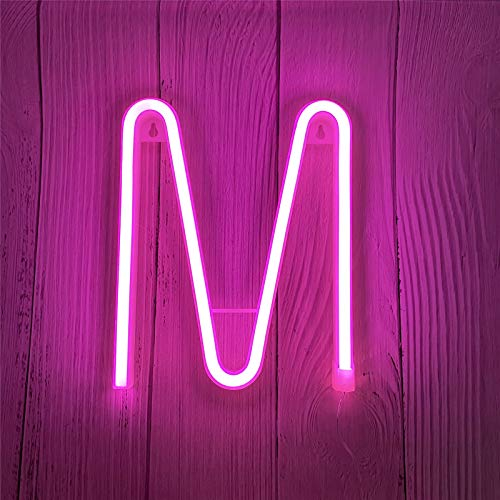 ENUOLI LED Neon Buchstaben Lichter Rosa Neonschild Leuchten Buchstaben Neonschild Batterie/USB Beleuchtete Buchstaben Neon Nachtlicht Dekor für Kinderzimmer,Hochzeit,Weihnachten,Valentinstag(M)