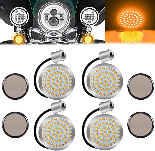 yifengshun 1156 48LED Moto Avant Et ArrièRe Clignotant 5cm Avec Lentille FuméE Super Lumineux Et éTanche Ambre LED Kit De Clignotants Pour Harley Touring Sportster Softail Dyna Feu Arrier 4Pcs