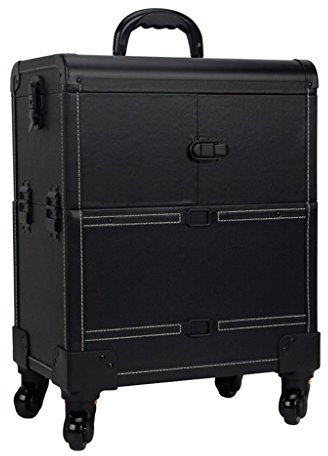 MERTNK Storage Cart Makeup Trolley Case,2 in 1 Rolling Makeup Travel Case,Beauty Make up Bag,Cosmetic Organiser on Wheels/Black