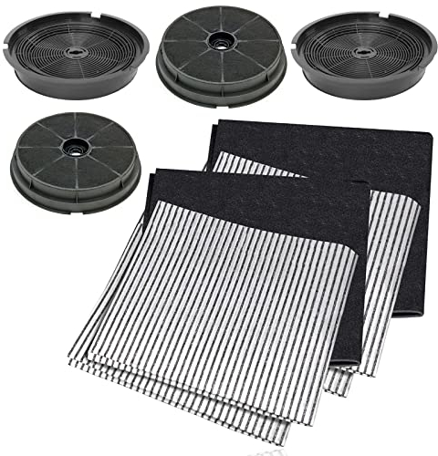 SPARES2GO Cooker Hood Filter Kit compatible with Cooke & Lewis CLVH60SS-C CLVH60W-C CLIH60-C Vent Extractor (10 Piece Carbon Charcoal + Grease Set)