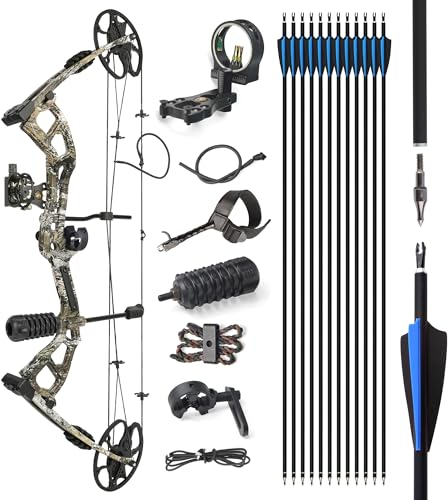 surwolf 0-70lbs Compound Bow Jagd Compoundbogen Kit 325 fps Compoundbogen und Pfeile Set geeignet für Jugendliche, Anfänger und Erwachsene (camo Set 1#)