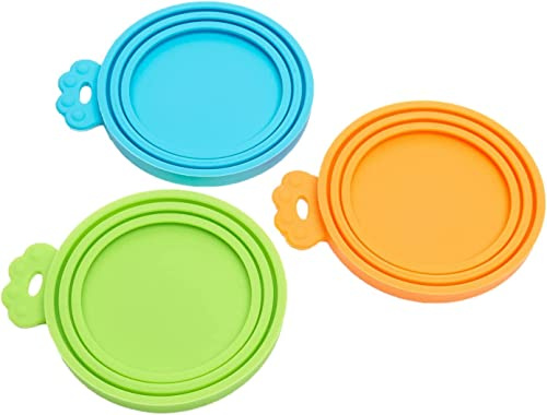 YIAGUN Pet Food Can Cover Silicone Can Lids for Dog and Cat Food(Universal Size,One fit 3 Standard Size Food Cans),Multi-Colored