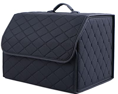 NEEDBUY Auto Leder Kofferraum Organizer für Ford Fiesta MK6 MK7 Mondeo MK3 MK4 MK5 Faltbar Aufbewahrungsbox Zubehör,Black Style-M