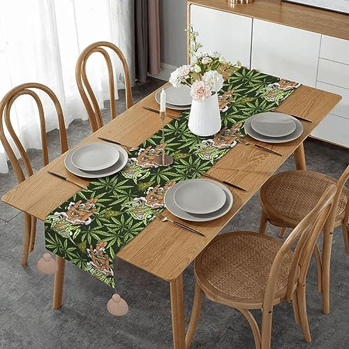 Tischläufer mit Quaste, hitzebeständig, waschbar, rutschfest, Hände, Augäpfel, Unkraut, Gras, Tischdecke, Küche, Esstisch, Dekoration für Zuhause, Urlaub, Hochzeit, Party