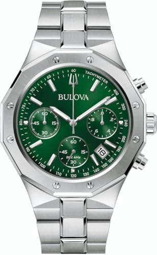 Bulova Misc Klassic Chronograph Uhr für Herren in der Farbe Silber mit Armband aus Edelstahl, Wasserdichtigkeit: 10 bar, Gehäusedurchmesser: 44 mm, 96B409