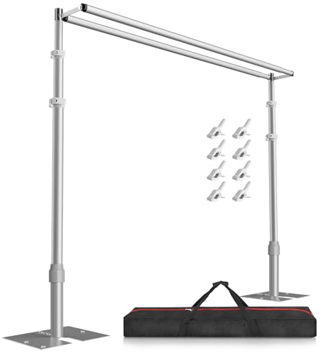 EMART Support Toile de Fond Photo Stable 3x3m, Arche de Mariage Réglable à Deux Barres Transversales pour Studio, Video, Décoration d'anniversaire
