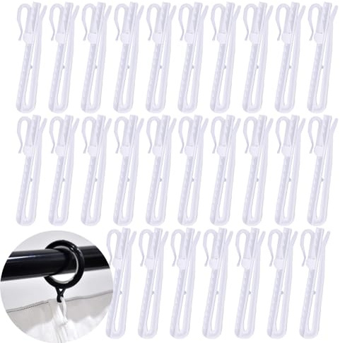 UtySty 40 Pack Curtain Hooks Drapes Hanger Adjustable Shorten Hanging Hook Pinch Pleat Clip Holder Pleater Drapery Prong Pin for Window Door Shower Curtains Rod Ring Pleated Ratchet System