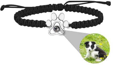 ZqlDDayUP Benutzerdefinierte Bild Armband personalisierte Foto Armband Hund Pfote Projektion Armband mit Bild im Inneren Paw Charm Memory Armband Geschenke für Tierliebhaber