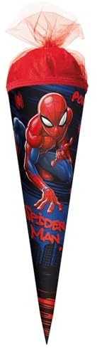 ROTH Marvel Spiderman Cornet surprise 22 cm – Rond – Fermeture en tulle – Sac à sucre Marvel Spiderman Rentrée scolaire