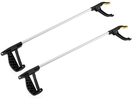 Best House | Litter Picker Grabber Reacher Tool | 2 Pcs | Aluminium Rubbish Pick Up Tool | Ergonomic Handle Rotating Head | Anti-Slip Grip Disabled Mobility Reaching Aids Multi use Reach Extend Tool