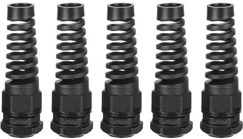 QUARKZMAN 5pcs Tuerca de Cable Impermeable M22 Prensaestopas Espiral de Nylon Tensión Pigtail Unión de Cable con Junta para Cable de 10-13mm Fijación y Aparatos Negro