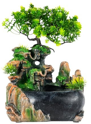 Zimmerbrunnen Tischbrunnen-Brunnen Polyresin Springbrunnen mit LED-Beleuchtung Mehrfarbig Tischplatte Wasserbrunnen Wasserfall Brunnen für Balkon und Zen Garten-zimmerbrunnen Wasserfall Balkonbru