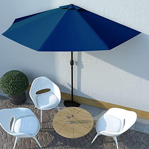 Homgoday Parasol de Balcon avec mât en Aluminium Bleu 300x155x223cm Demi, Parasol d'extérieur pour Jardin Terrasse, Balcon, Plage, Piscine