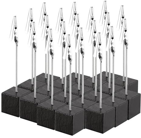 20 Stk Fotohalter mit Klammern, Postkartenhalter Fotoaufsteller Fotoständer Zettelhalter Memo Clip Halter mit Krokodilklemme und Kartenhalter Holz Würfel Tischkartenhalter für Bilder