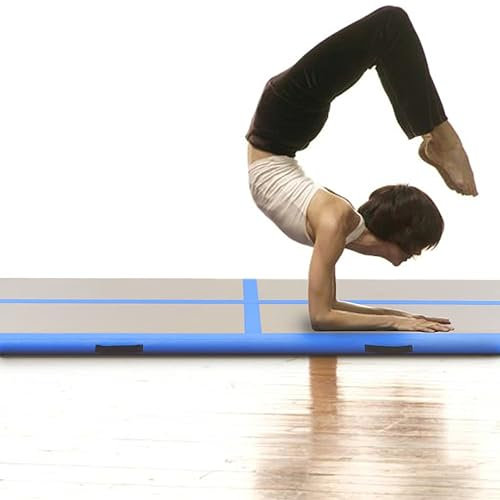 qohoio Aufblasbare Gymnastikmatte mit Pumpe 300x100x10 cm Trainingsmatte Turnmatte TurngeräTe Aufblasbare Gymnastikmatte PVC Blau