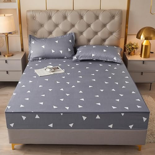 Protector de colchón impermeable de 150 x 200 cm, color azul, antialérgico, con cremallera, funda de colchón tamaño King con cierre de cremallera