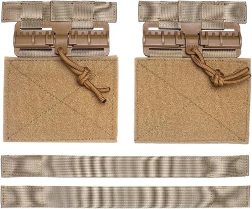 YONCONO 2 Stück Schnelllösbare Kummertrage Umrüstungsbefestigung für MOLLE Weste Schnellverschluss Haken & Loop Band & Klappenadapter für JPC CPC NCP XPC 420 Weste (Khaki)