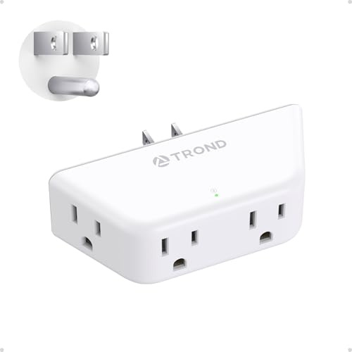 TROND Outlet Extender Surge Protector - Multi Plug Wall Outlet with 4 Grounded Sockets, 3 Way Angled Plug Adapter, 900J, Electrical Wall Splitter for Bathroom Kitchen Office, White