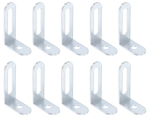 sourcing map 10Pcs L-Shaped Brackets Corner Brace, 1.5x0.94x0.47 Corner Bracket Shelf Bracket Right Angle Brackets for Wood Shelves Furniture (38x24x12mm, Silver)