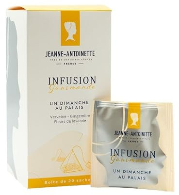 JEANNE ANTOINETTE - Infusion Bio - Un Dimanche au Palais - En sachets - Verveine et gingembre - Notes fruitées et épicées - Sérénité et fraîcheur - 20 Sachets