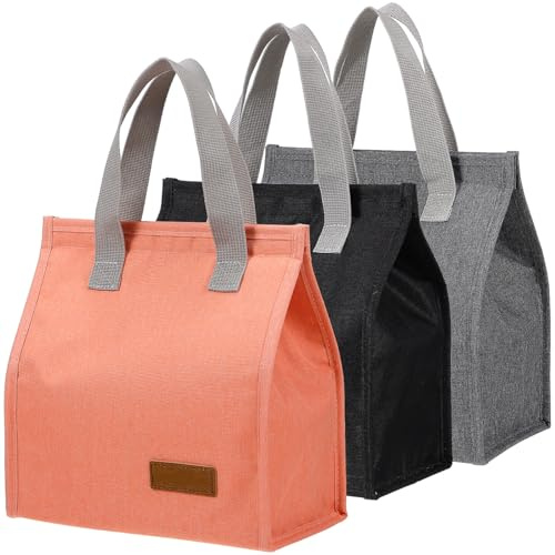 WOFASHPURET Isolierte Lunchbeutel 3Er Set Mit Aluminiumfolie Innenfutter Große Bento Tasche Wiederverwendbar Für Schule Büro Picknick Camping Für Frauen Und Männer
